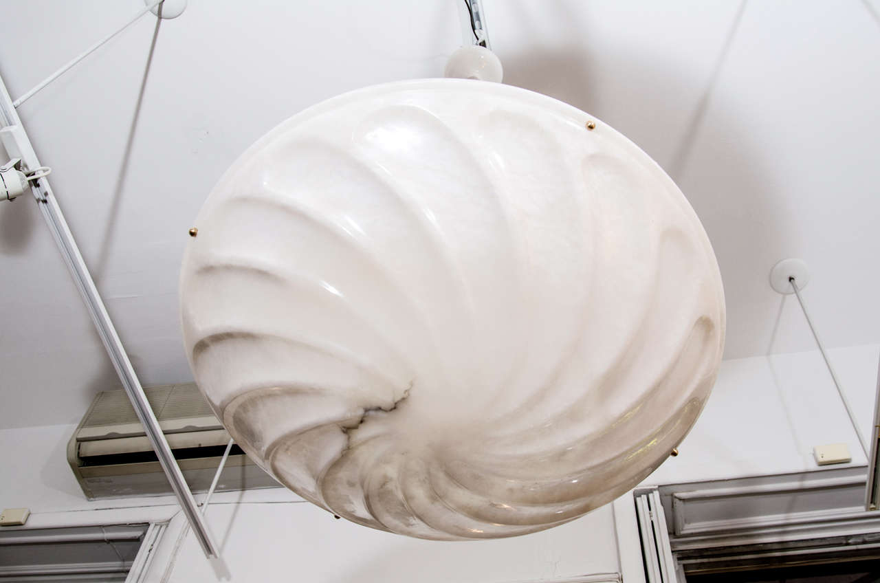 Large Swirling Alabaster Light Fixture In Good Condition In New York, NY