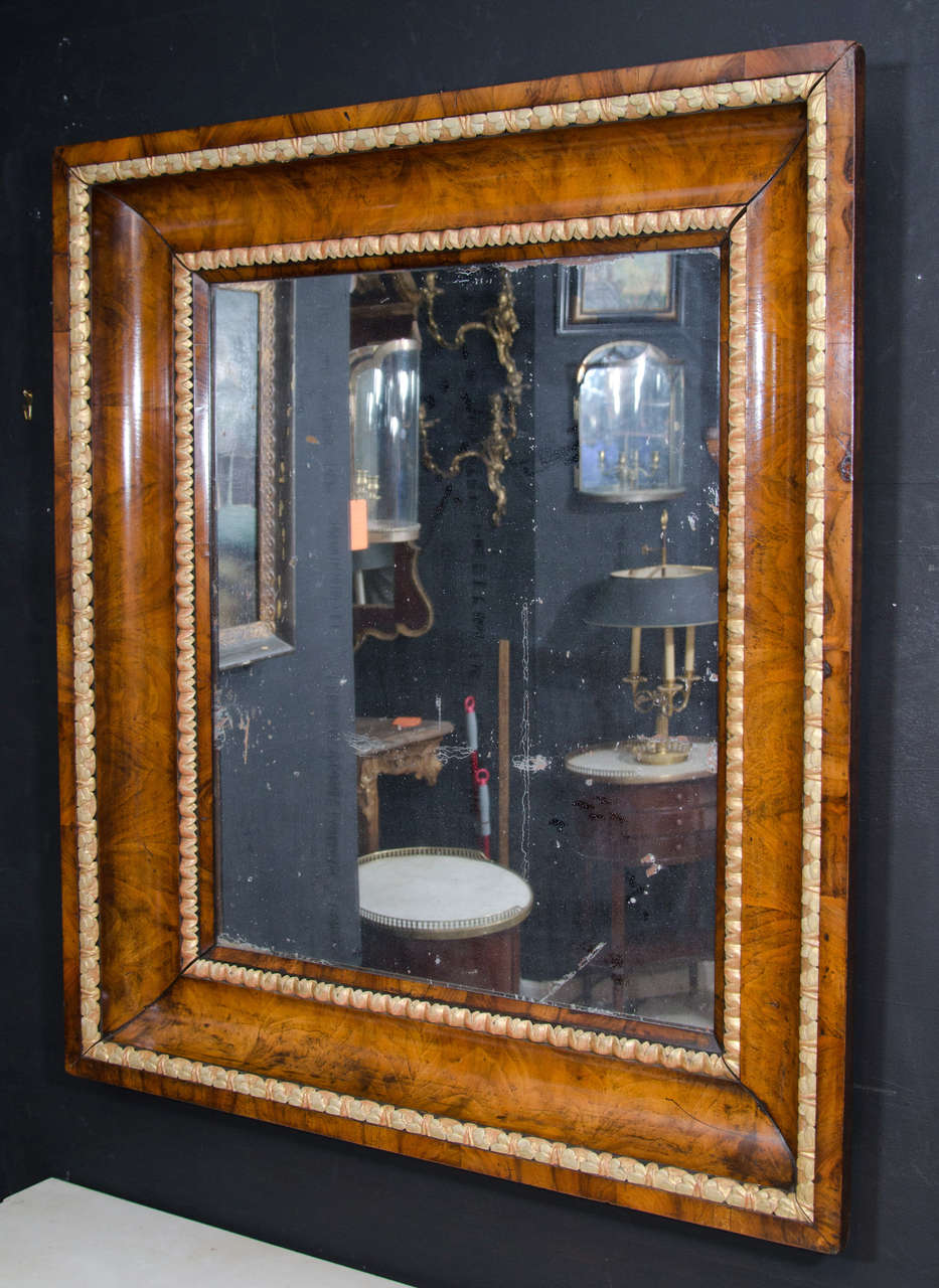 19th Century Charles X Walnut and Gilt Mirror