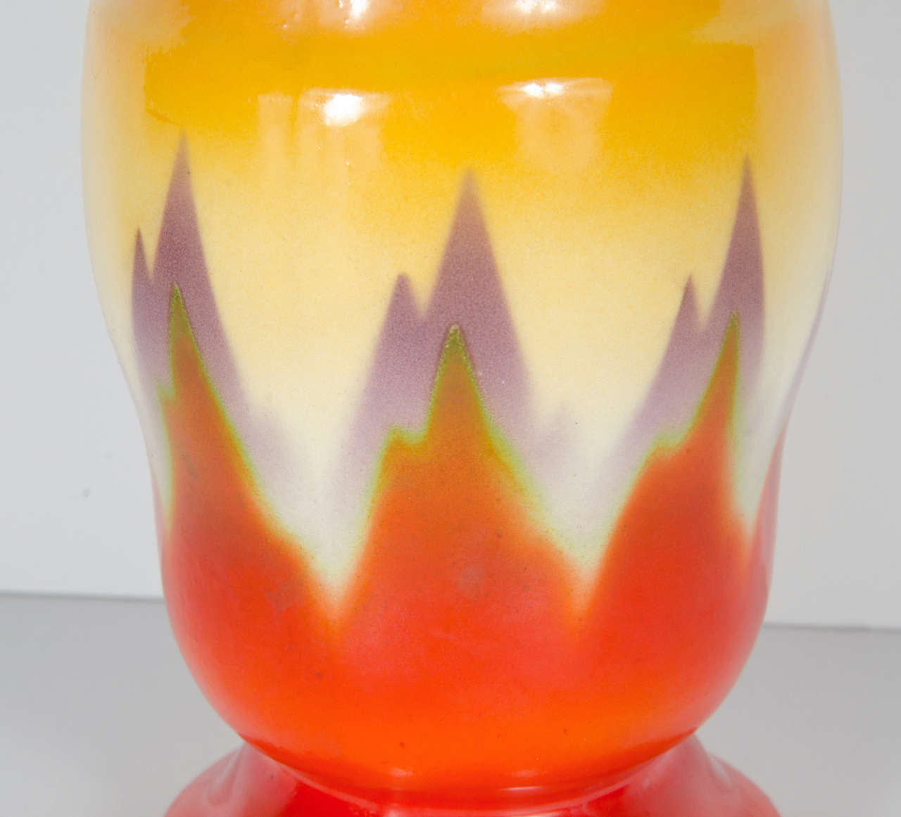 Art Deco Hand-painted Vase by Ditmar Urbach from Czechoslovaki In Excellent Condition In New York, NY
