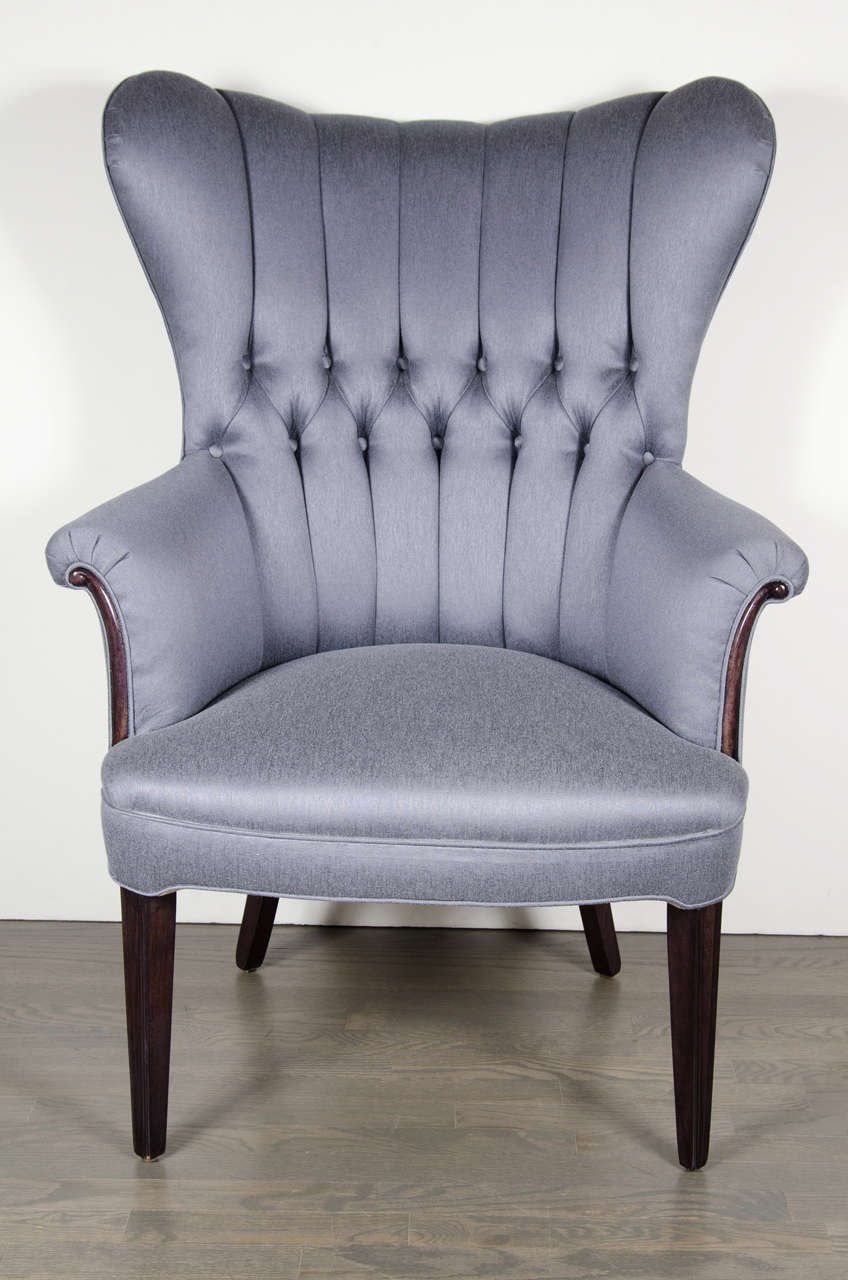 Sophisticated Pair of 1940's Hollywood Tufted & Channel Back Occasional Chairs