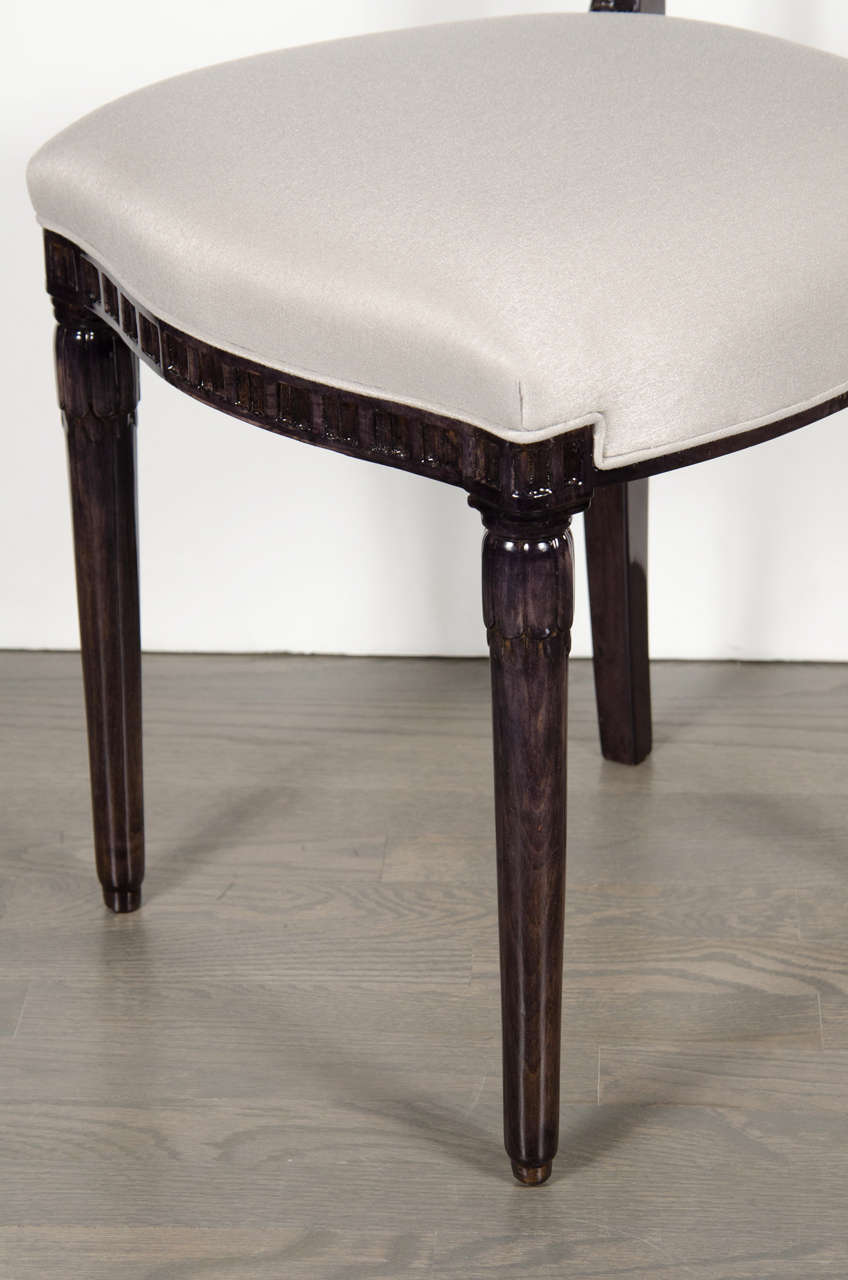 Elegant Art Deco Side/Vanity  Chair in the Manner of Ruhlmann 1