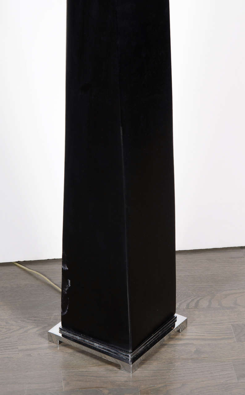 Mid-Century Modern Leather Wrapped Columnar Floor Lamp in the Manner of Karl Springer