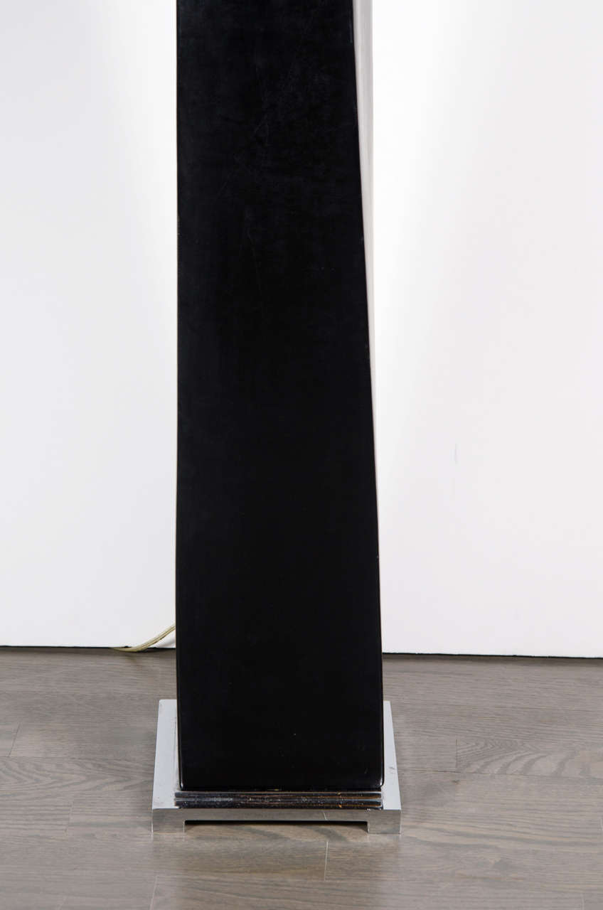 Late 20th Century Leather Wrapped Columnar Floor Lamp in the Manner of Karl Springer