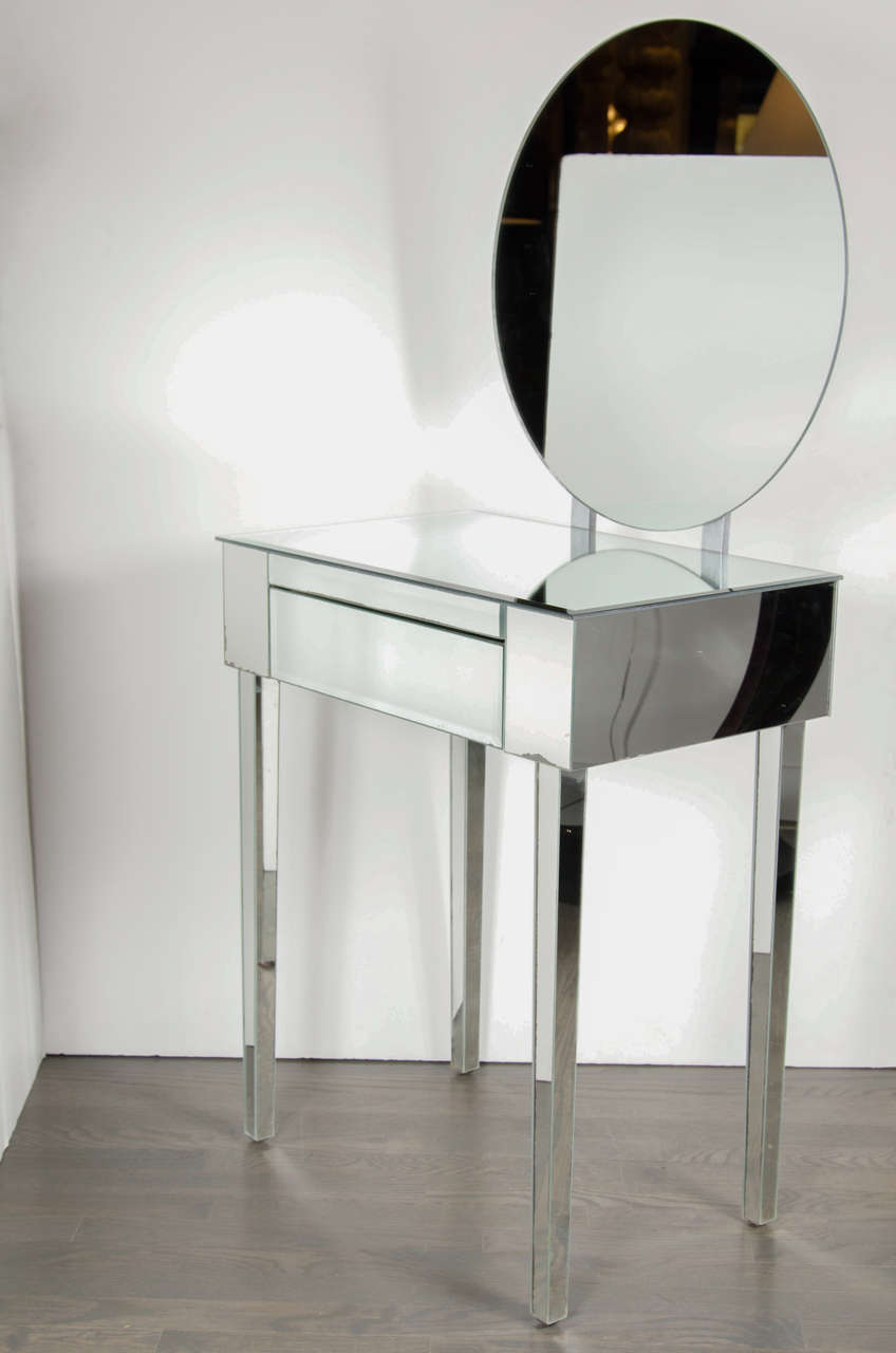 Glamorous Art Deco 1940's Hollywood Mirrored Vanity