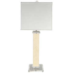 Sophisticated Modernist Lucite & Tessellated Stone Table Lamp