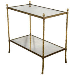 Elegant Bagues Gilt Bronze and Antique Mirror Two-Tiered Table