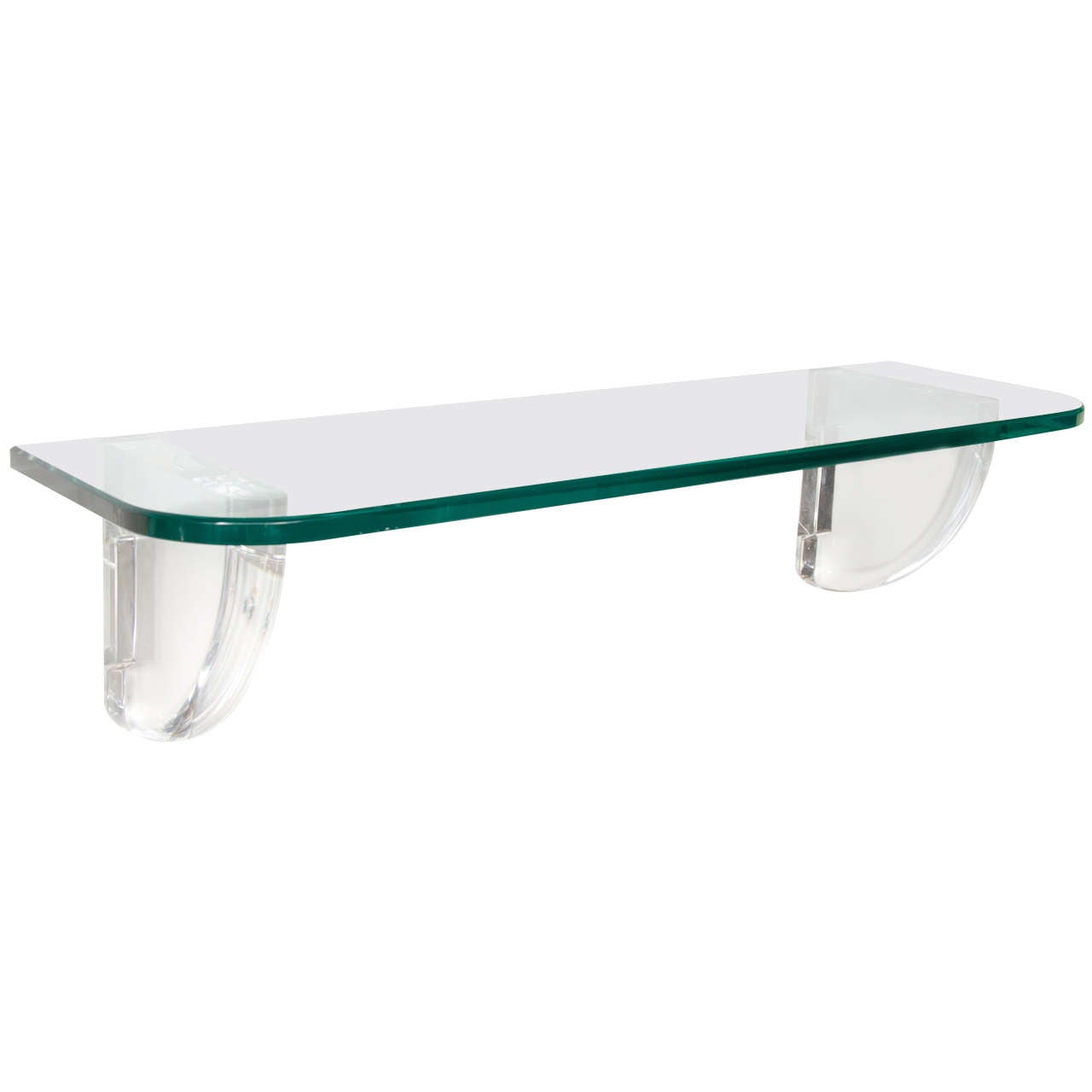 Modernist Wall Shelf with Lucite Supports in the Manner of Karl Springer