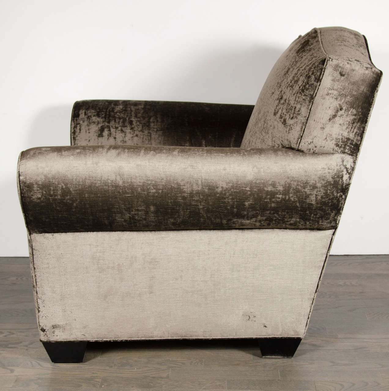 Mid-20th Century Gorgeous Art Deco French Club/Lounge Chair in Smoked Pewter Velvet
