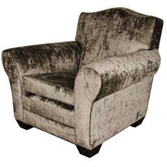 Gorgeous Art Deco French Club/Lounge Chair in Smoked Pewter Velvet