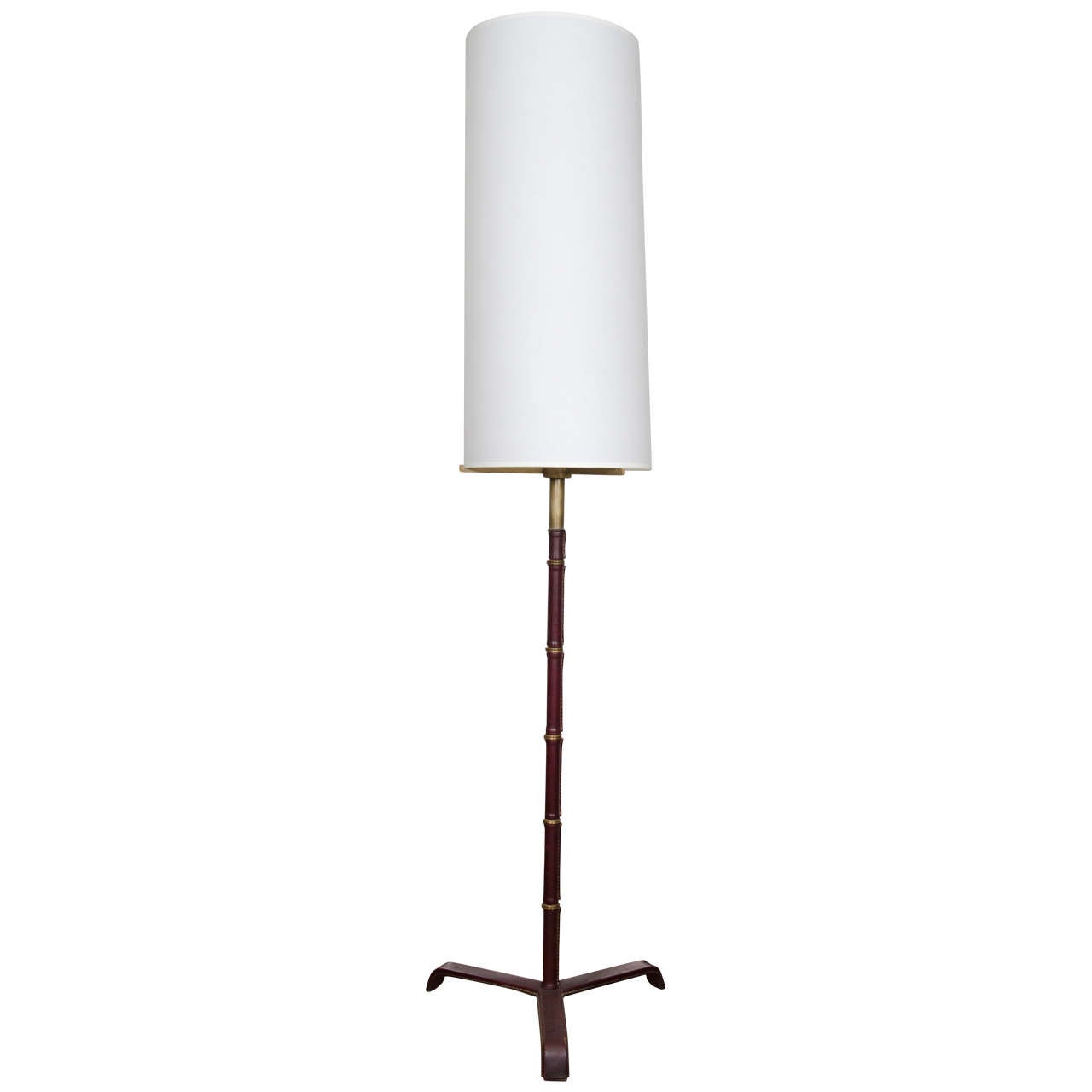 Jacques Adnet Leather Bamboo Lamp