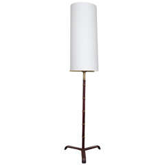 Jacques Adnet Leather Bamboo Lamp