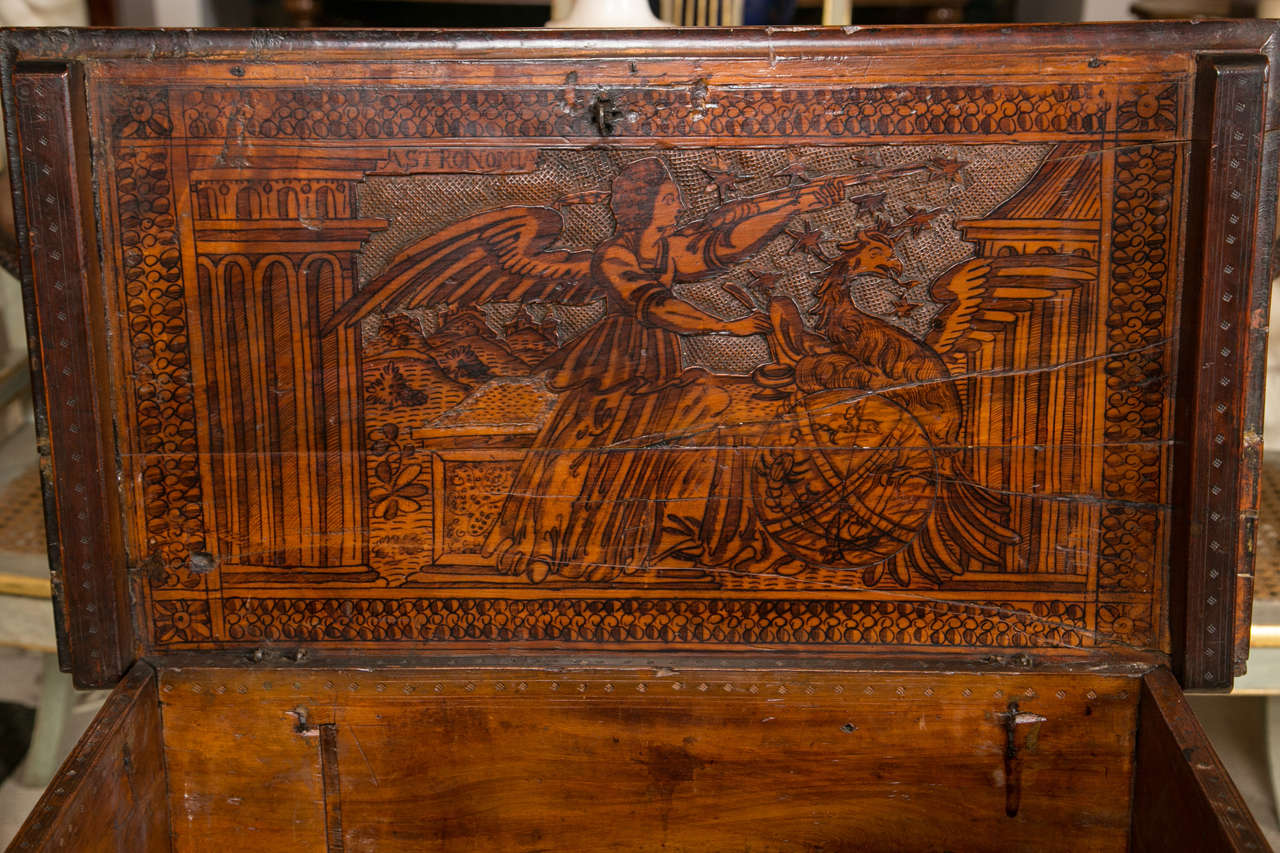 18th Century and Earlier Italian Carved Travel Box, 17th Century