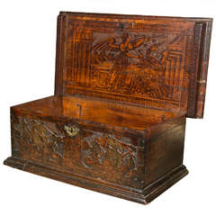 Italian Carved Travel Box, 17th Century
