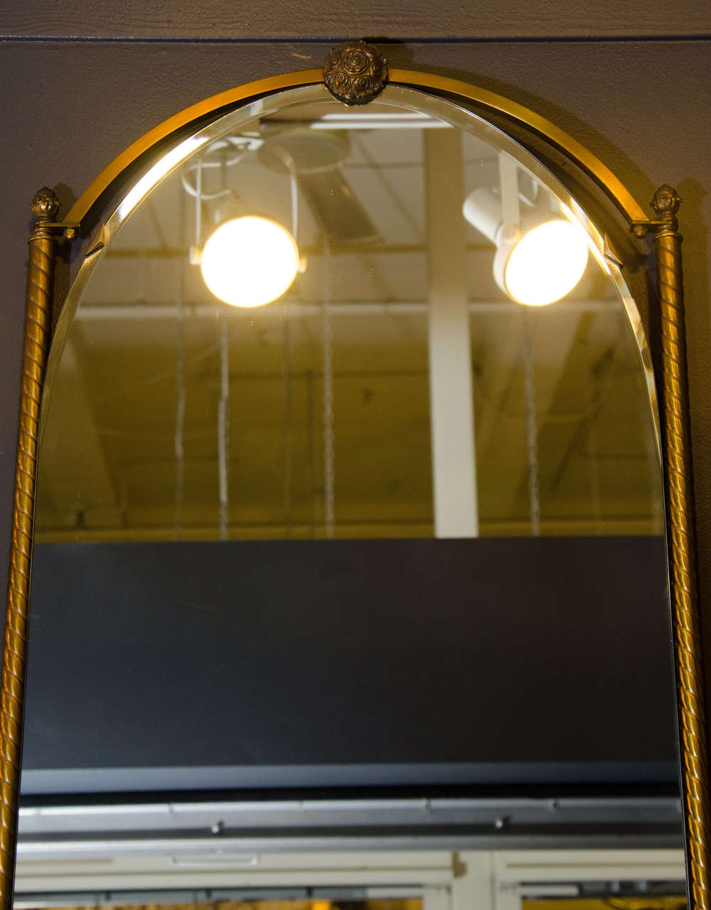 Cast Elegant Hollywood Regency Wall Mirror with Marble Console Shelf