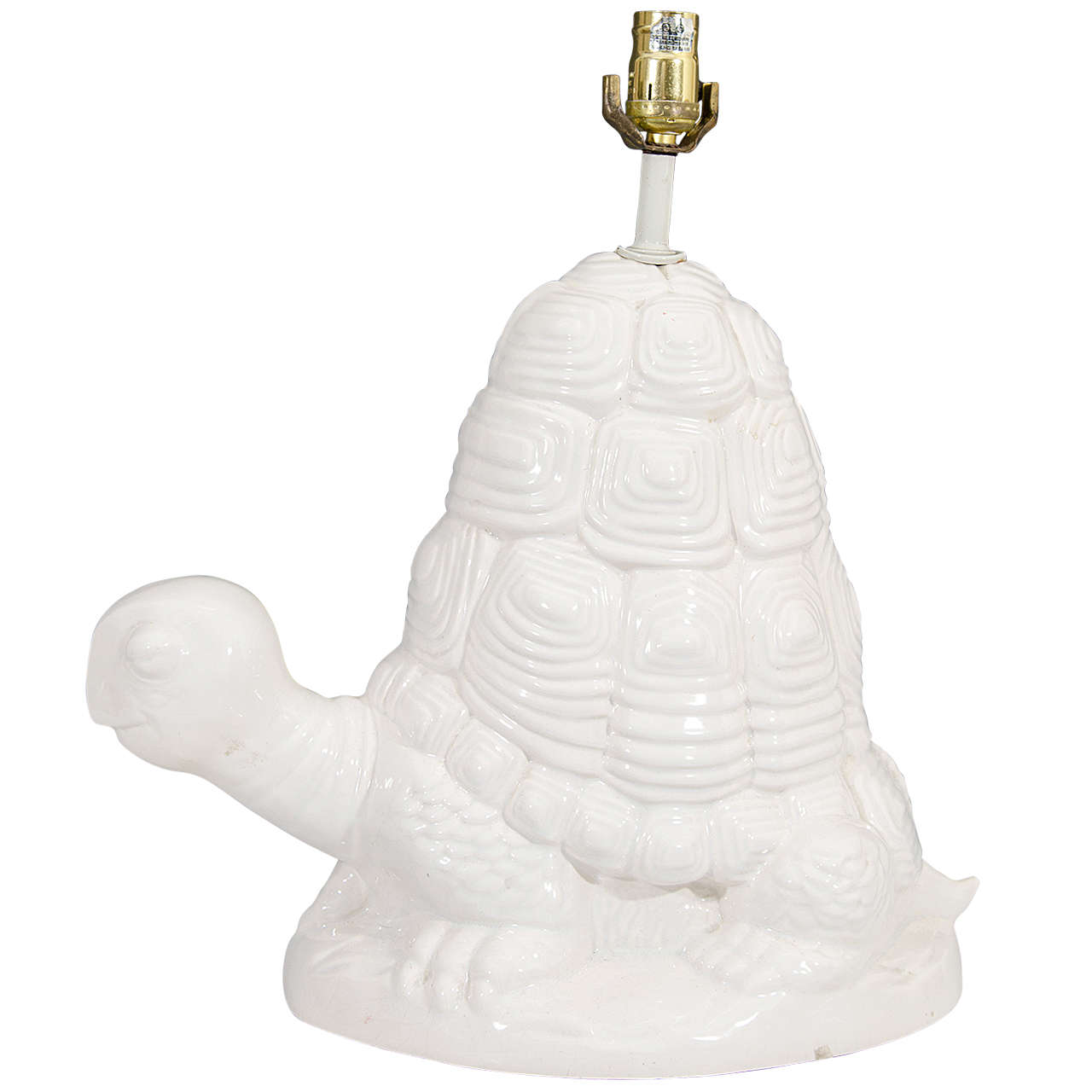 Midcentury Whimsical White Turtle Form Lamp