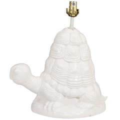 Vintage Midcentury Whimsical White Turtle Form Lamp