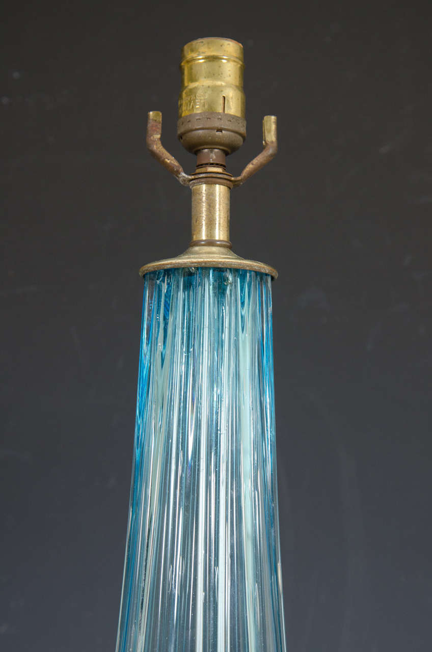 Mid-Century Modern Midcentury Murano Glass Table Lamp in Blue