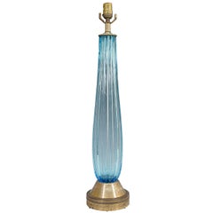 Midcentury Murano Glass Table Lamp in Blue