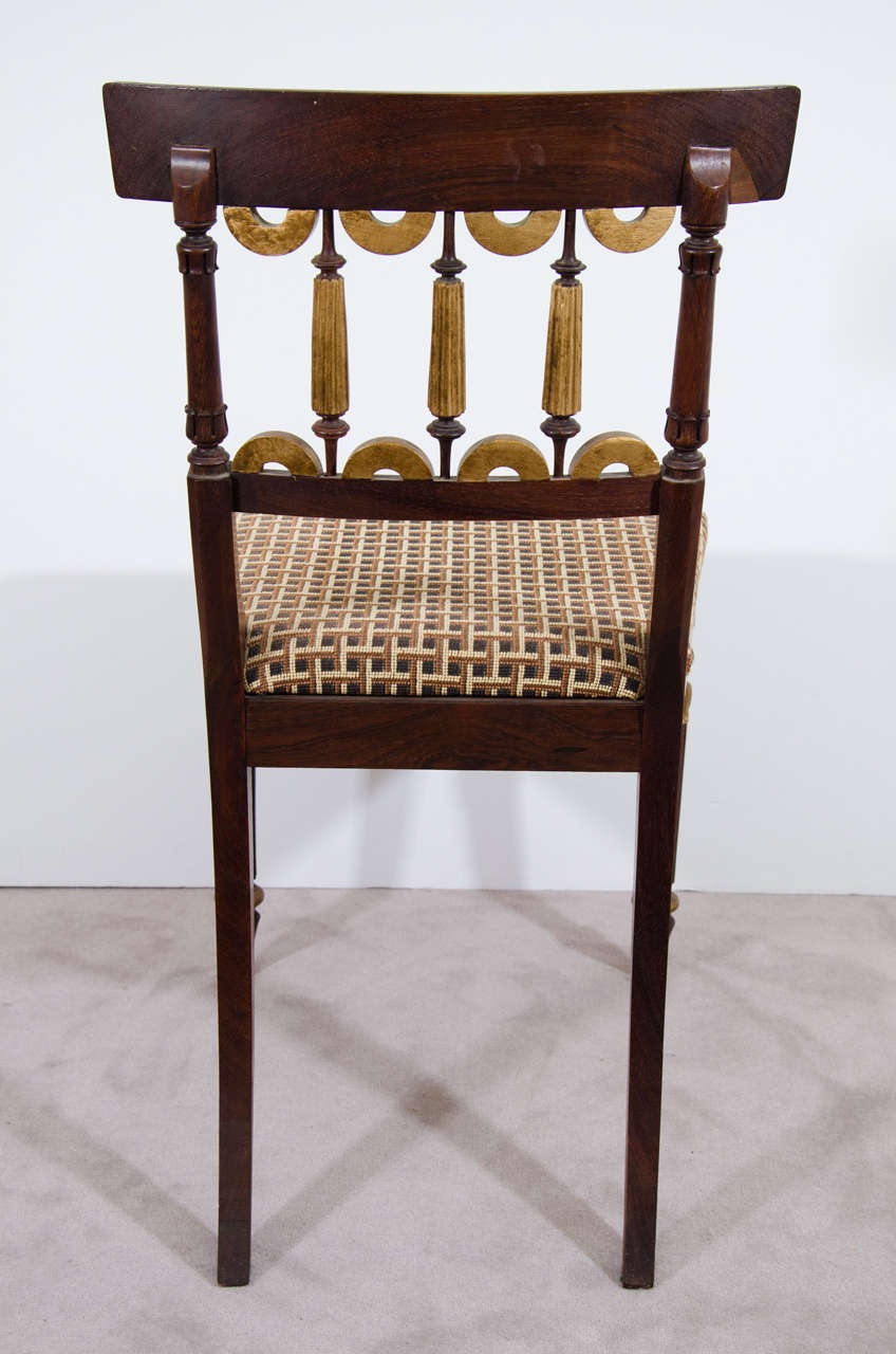 19th Century Set of Six Rosewood Dining or Side Chairs with Gilt Detail 2