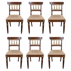 19th Century Set of Six Rosewood Dining or Side Chairs with Gilt Detail