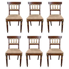 19th Century Set of Six Rosewood Dining or Side Chairs with Gilt Detail 2