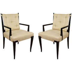 Midcentury Pair of Double X Dining Chairs by Tommi Parzinger