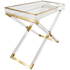 Vintage Midcentury Folding Tray Table or Bar Console Attributed to Philippe Cheverny