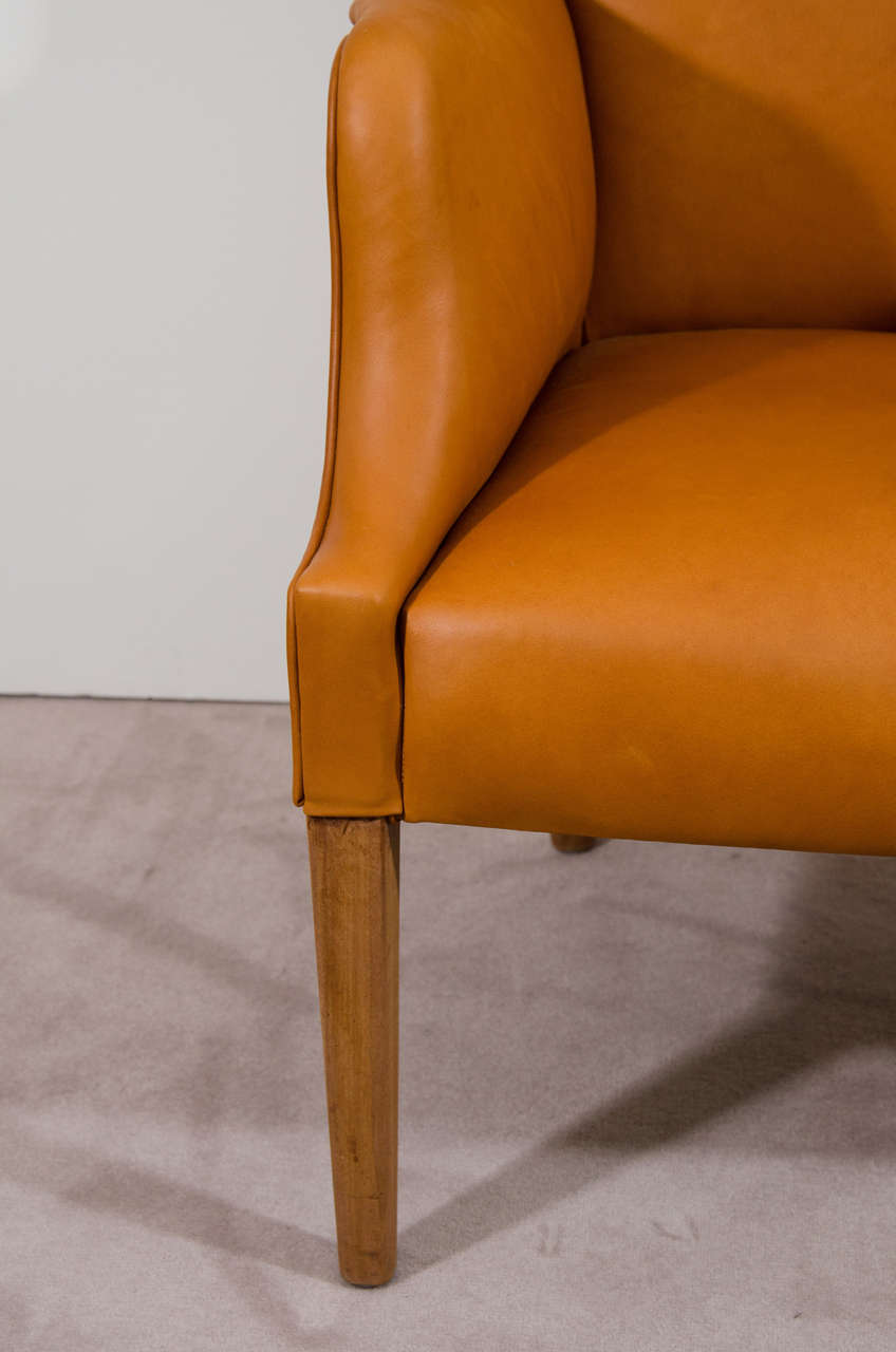 European Danish Modern Easy Chair in Leather