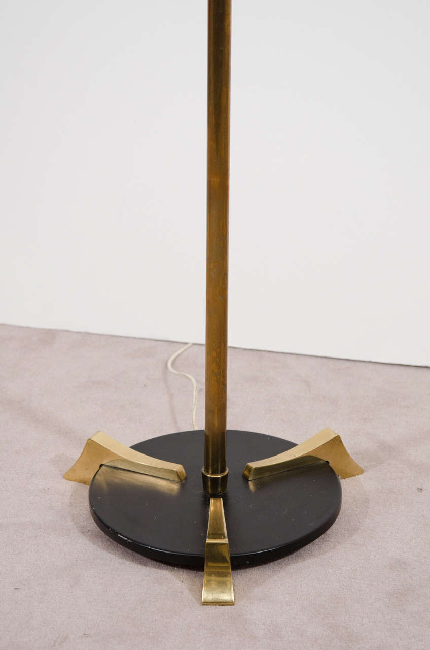 Mid-Century Modern Mid Century French Black Enamel and Brass Floor Lamp