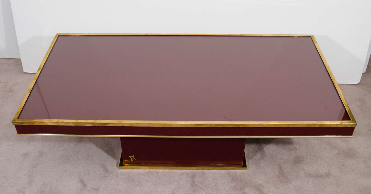Midcentury Bordeaux Red Lacquer Coffee or Cocktail Table by Eric Maville In Good Condition In New York, NY