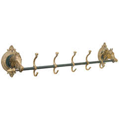 Mid Century Equestrian Coat Rack in Solid Brass