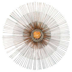 Midcentury Curtis Jere Signed Copper and Brass Sunburst Wall Sculpture 8