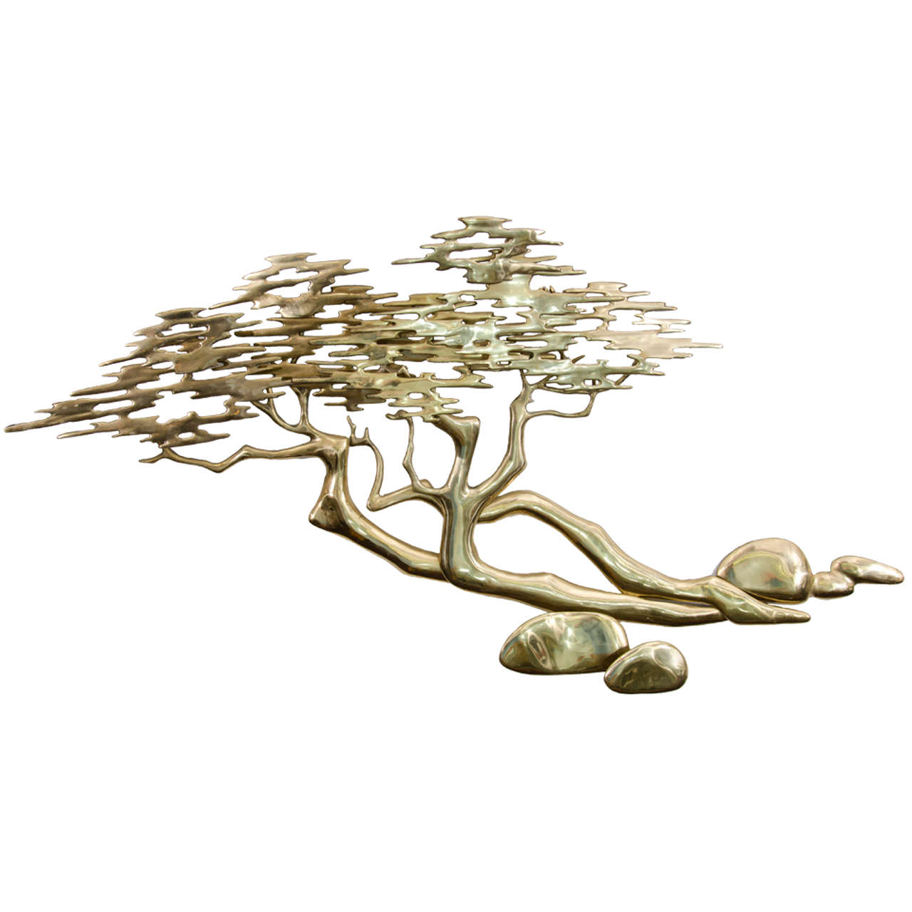 20th Century Brass Bonsai Tree Wall Sculpture by Bijan