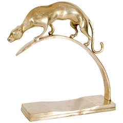 Midcentury Brass Panther Sculpture