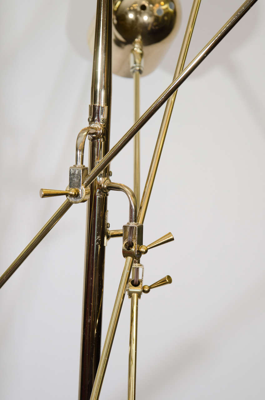 Midcentury Three-Arm Brass Adjustable Floor Lamp 3