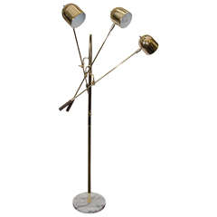 Midcentury Three-Arm Brass Adjustable Floor Lamp