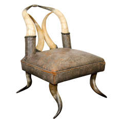 Antique Chair in Horn and Leather