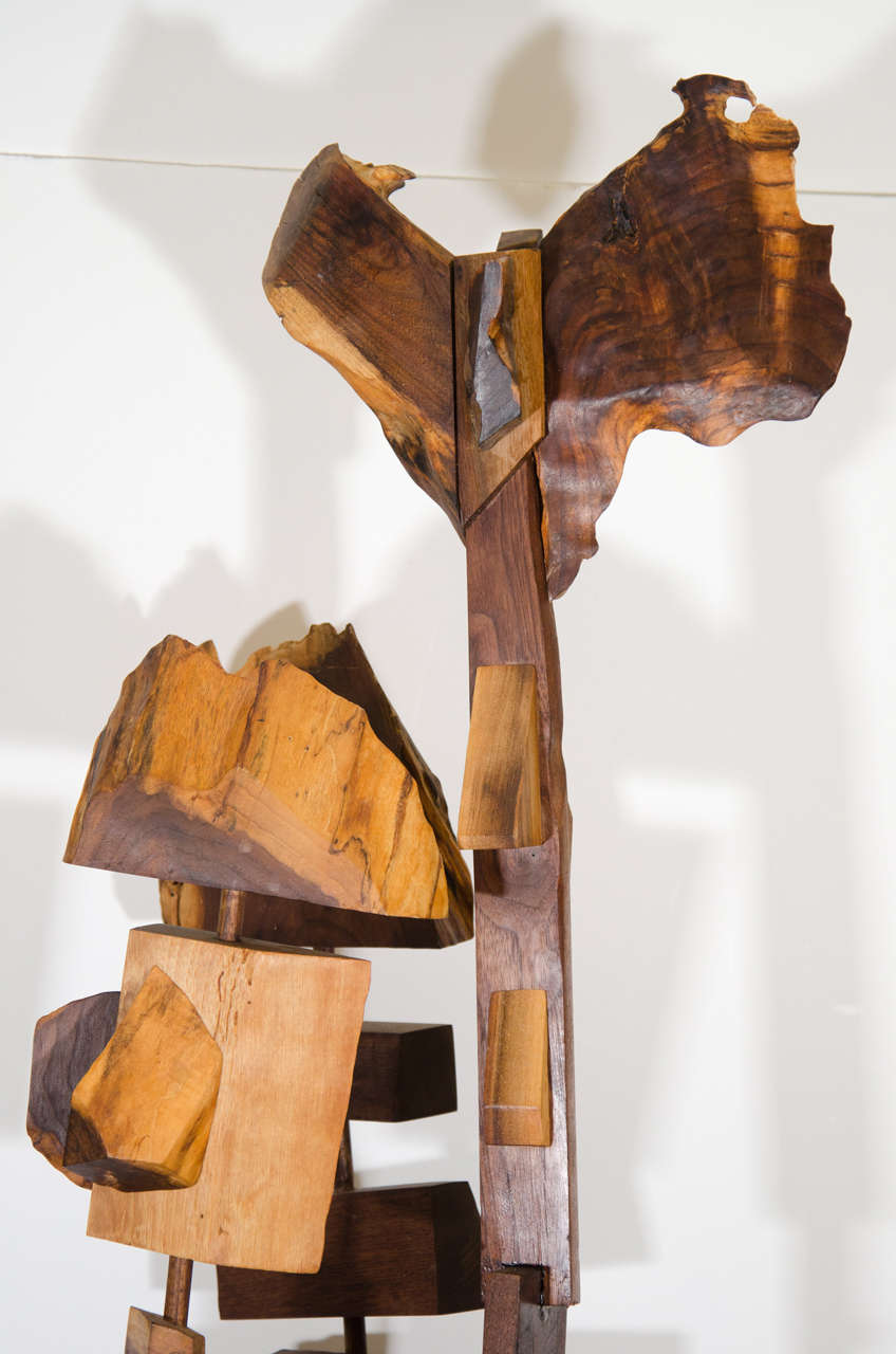 Carved Midcentury Wooden Abstract Sculpture Inspired by Nakashima For Sale