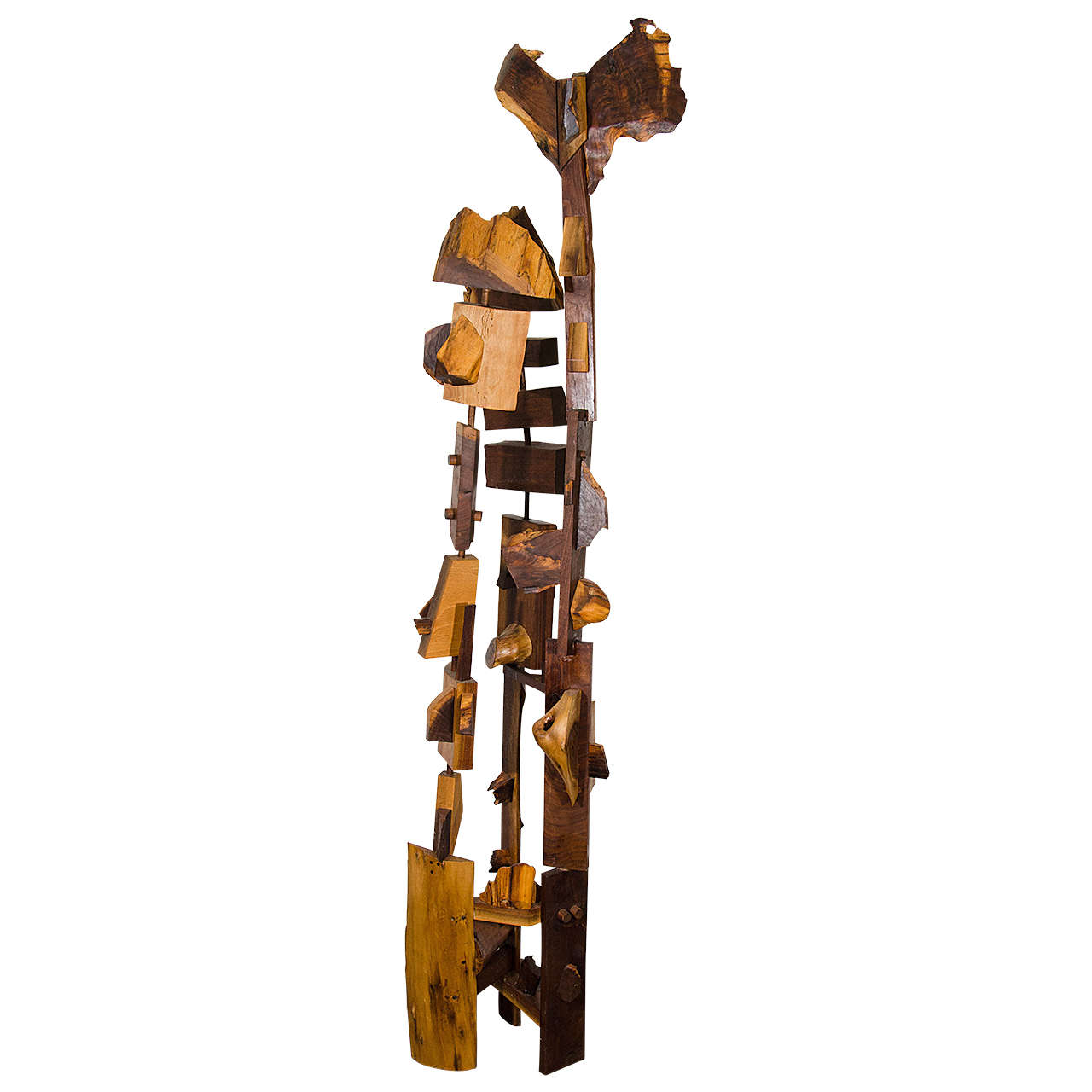 Midcentury Wooden Abstract Sculpture Inspired by Nakashima For Sale