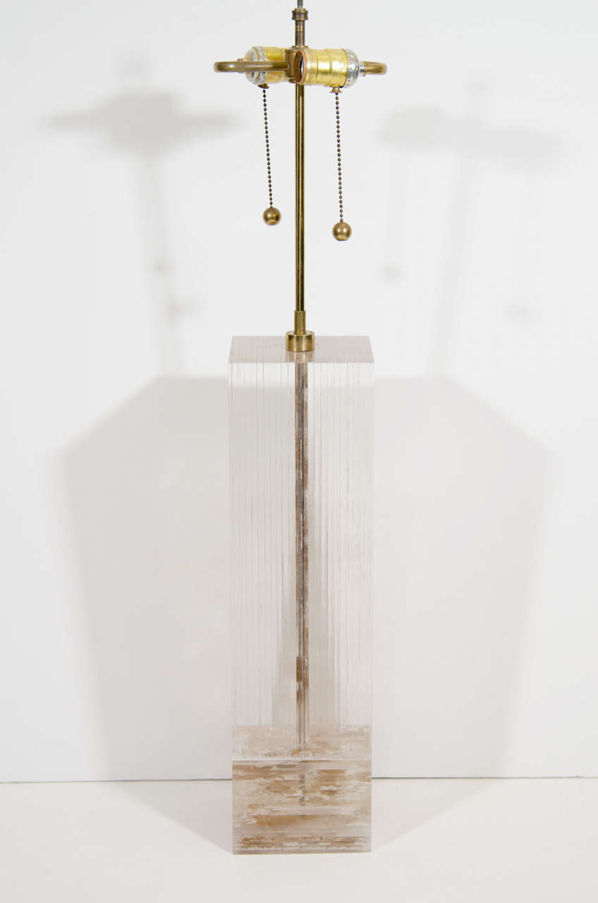 20th Century Midcentury Solid Lucite Table Lamp by Romeo Paris