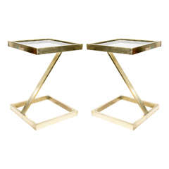 Midcentury Pair of  Square "Z" Form End or Side Tables Attrib. to Milo Baughman