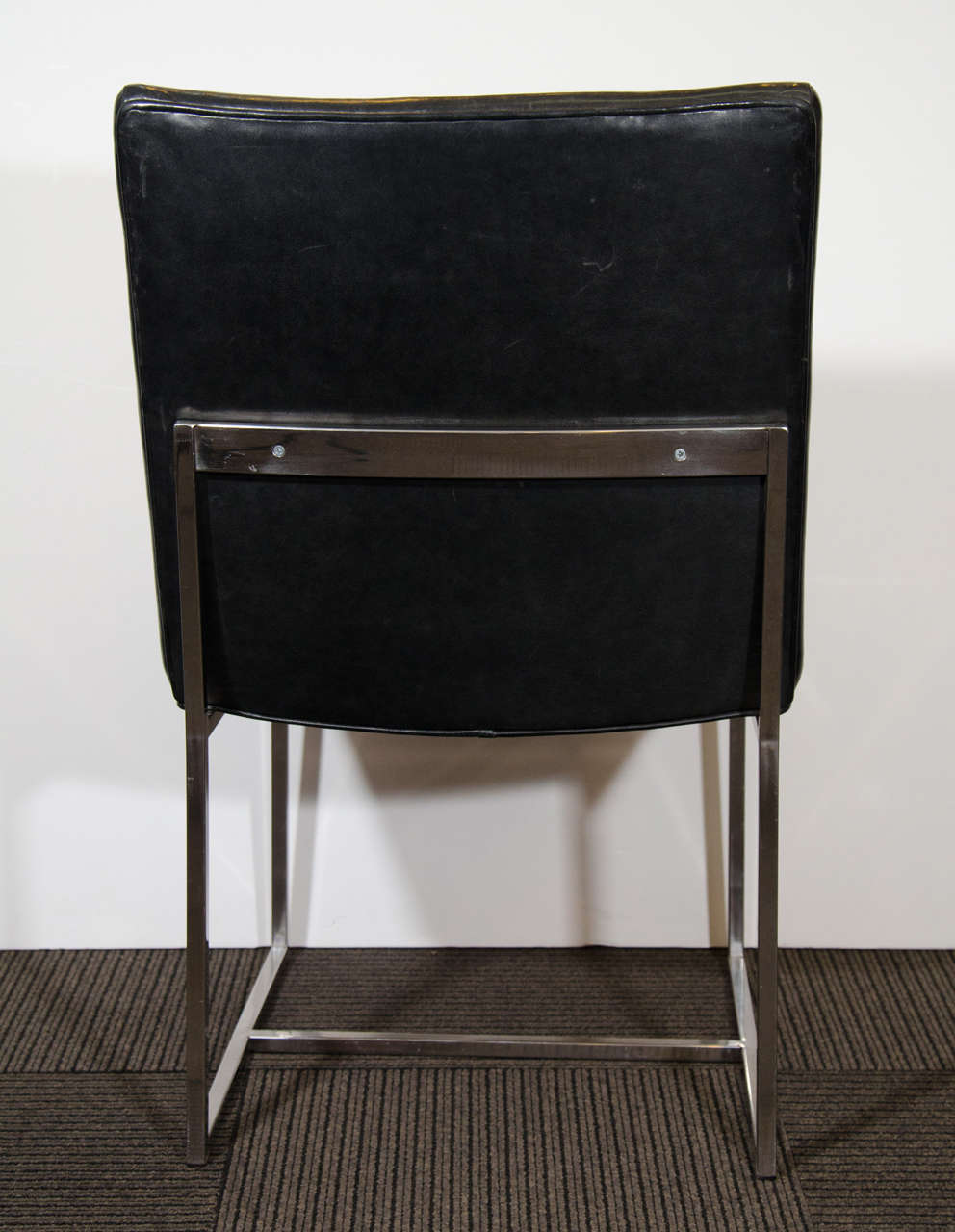 20th Century Midcentury Set of Four Milo Baughman Dining Chairs in Charcoal Leather