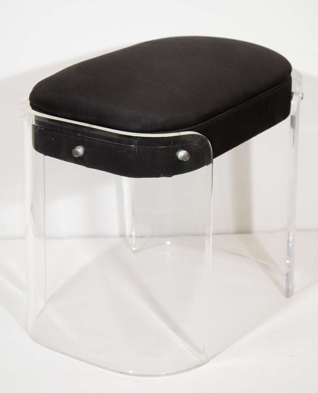 Midcentury Curved Thick Lucite Bench or Stool