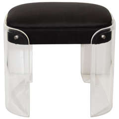 Midcentury Curved Thick Lucite Bench or Stool