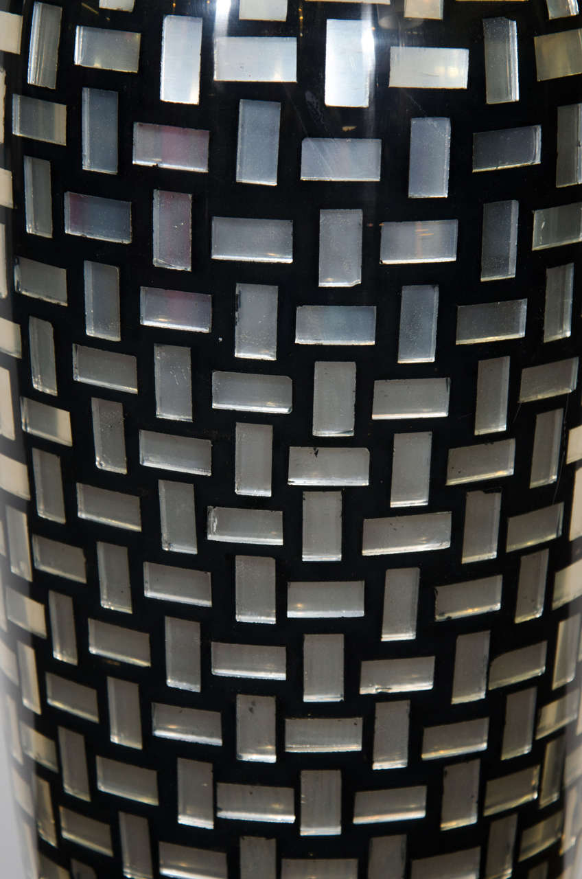 Contemporary Monumental Decorative Tall Mosaic Tile Glass Vase In Good Condition In New York, NY