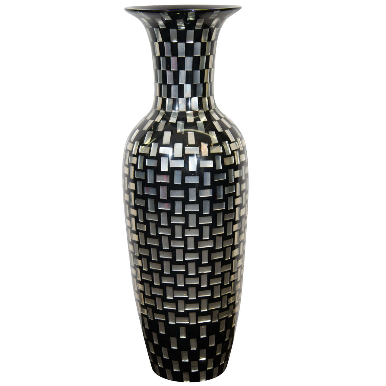 Contemporary Monumental Decorative Tall Mosaic Tile Glass Vase