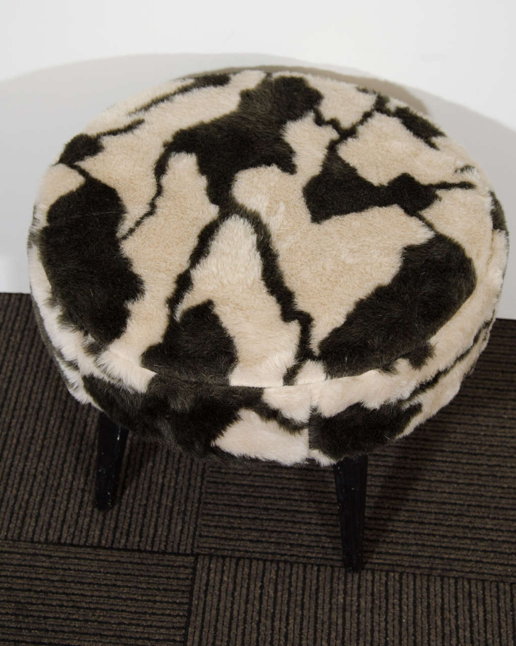 20th Century Midcentury Drum Style Bench or Stool with Animal Print