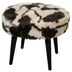 Midcentury Drum Style Bench or Stool with Animal Print