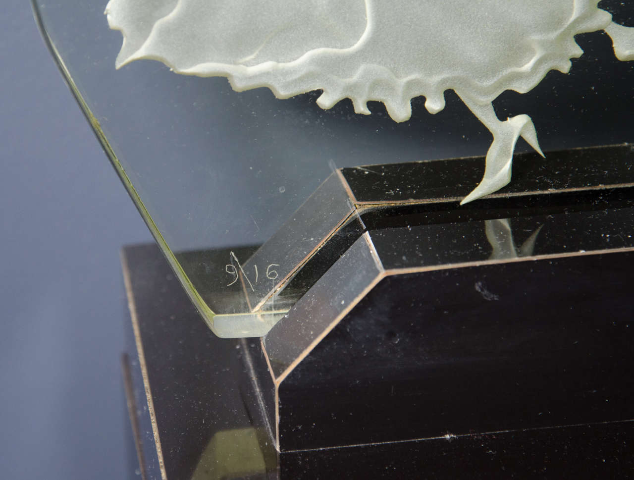 Vintage Illuminated Etched Glass Sculpture of a Dancing Couple by