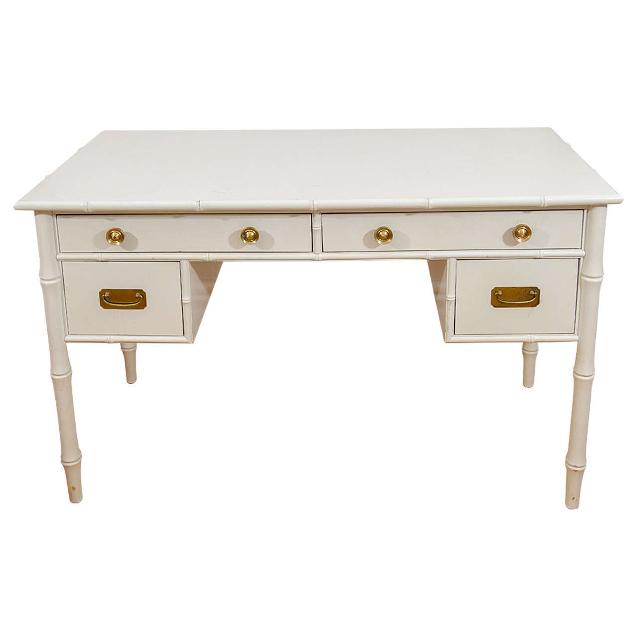 Hollywood Regency Style Desk with Faux Bamboo Motif at 1stDibs